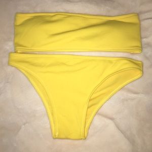 Yellow Ribbed Bandeau Bikini